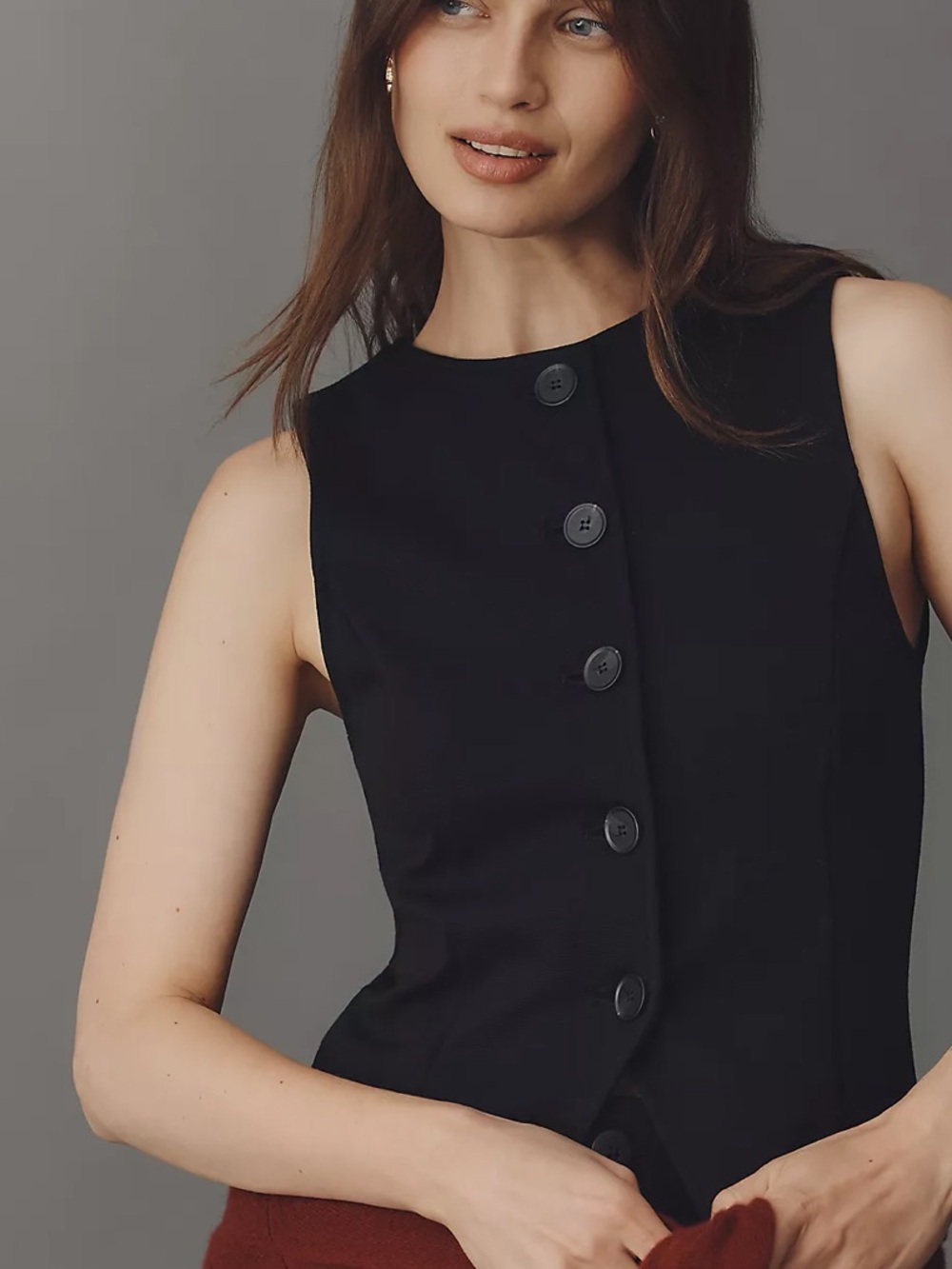 Maeve Button-Front Knit Vest, size M